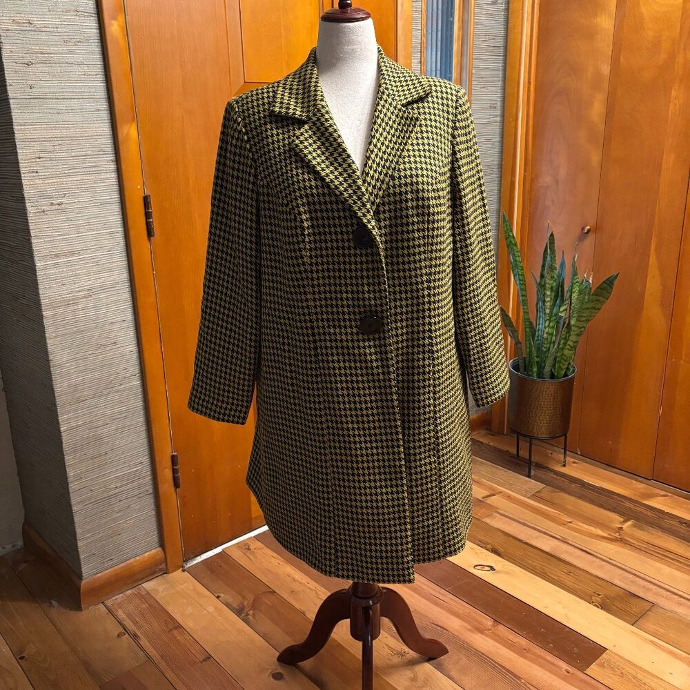 Retro Style Houndstooth Long Jacket 18W
